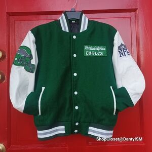 Philadelphia Eagles Green and White Varsity Jacket
